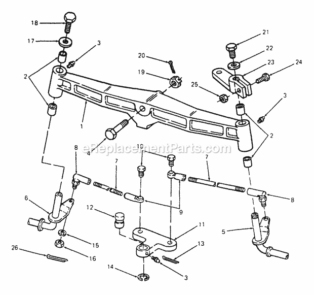 Front Axle Diagram and Parts List for 2086 880001-899000, 14A-735-100, 146-735-100 Cub Cadet Lawn Tractor